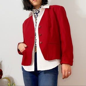 Pendleton Red Wool Blazer with Shoulder Pads Large